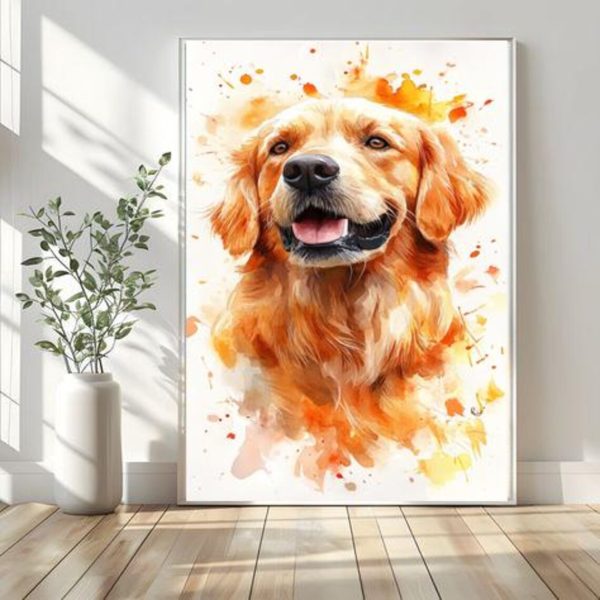 Golden Retriever Digital Watercolor Painting