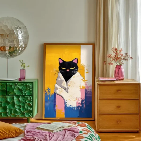 Abstract Black Cat Digital Painting