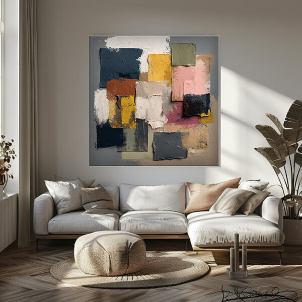 Modern Color Block Painting in Yellow & Blue – Contemporary Neutral Wall Decor | ArchitectEffects