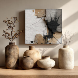 Textured Abstract Canvas Wall Art – Modern Neutral Painting in Beige & Black – Minimal Contemporary Wall Decor | ArchitectEffects