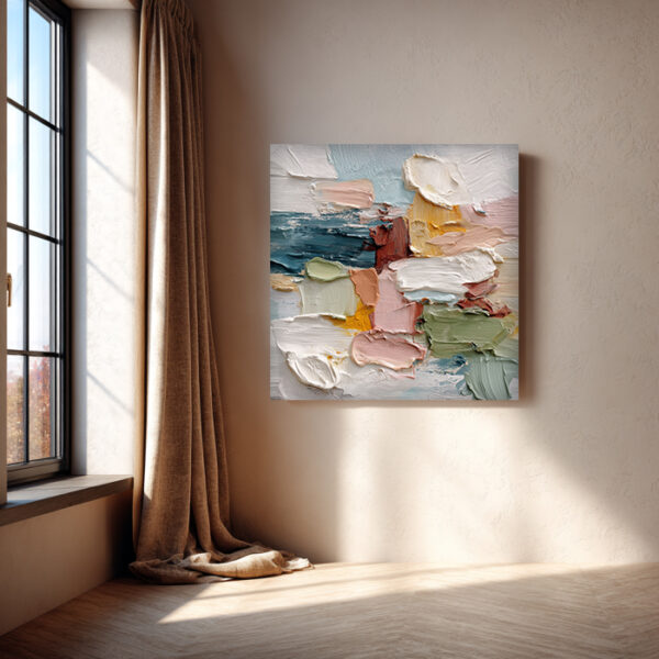 Textured Abstract Canvas Wall Art – Pastel Brush Strokes Painting in Pink & Beige – Modern Neutral Wall Decor | ArchitectEffects