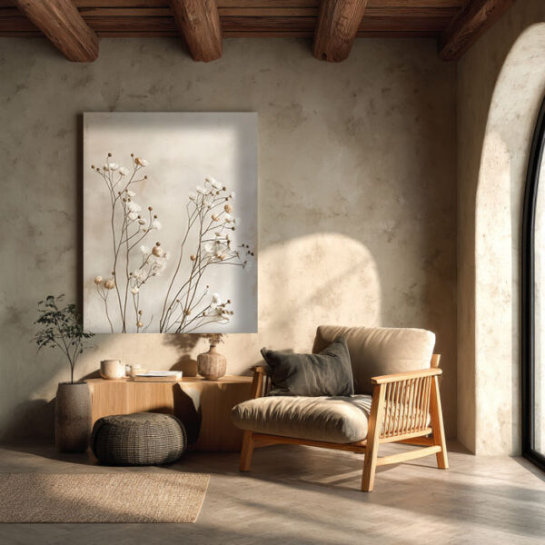 Minimal Botanical Canvas Wall Art – Neutral Nature-Inspired Wall Decor