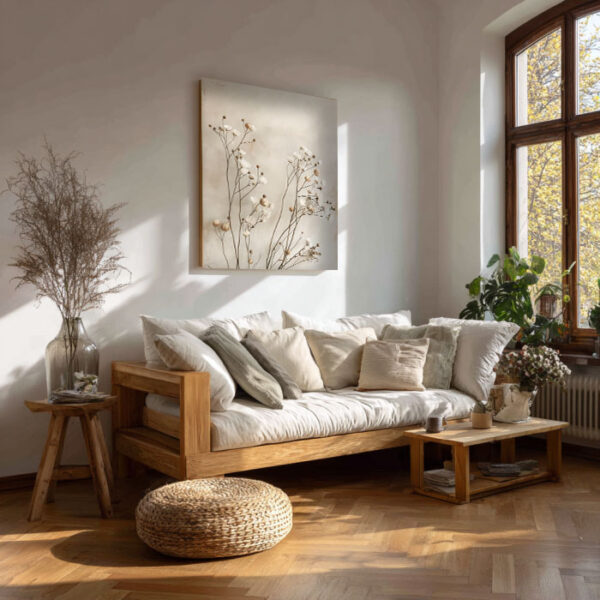 Minimal Botanical Canvas Wall Art – Neutral Nature-Inspired Wall Decor