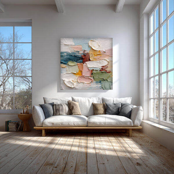 Textured Abstract Canvas Wall Art – Pastel Brush Strokes Painting in Pink & Beige – Modern Neutral Wall Decor | ArchitectEffects