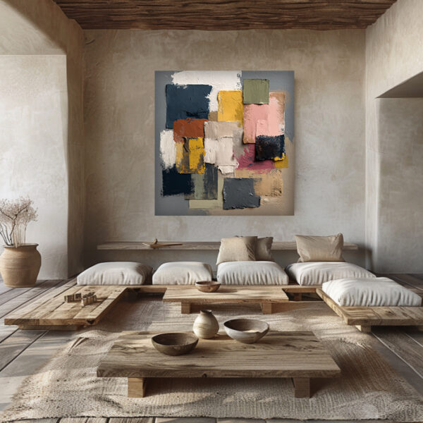 Modern Color Block Painting in Yellow & Blue – Contemporary Neutral Wall Decor | ArchitectEffects