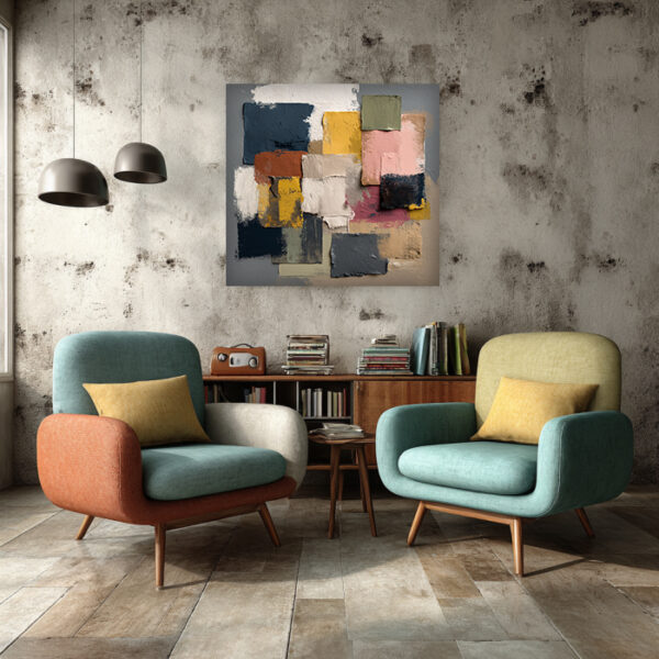 Modern Color Block Painting in Yellow & Blue – Contemporary Neutral Wall Decor | ArchitectEffects
