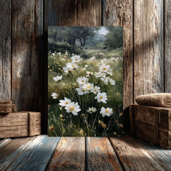 Wildflower Meadow Canvas Wall Art – Floral Nature Painting – Cottagecore Home Decor
