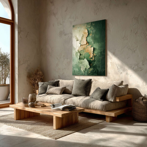 Neutral Abstract Canvas Wall Art – Beige Brown Earthy Painting for Modern Home Decor