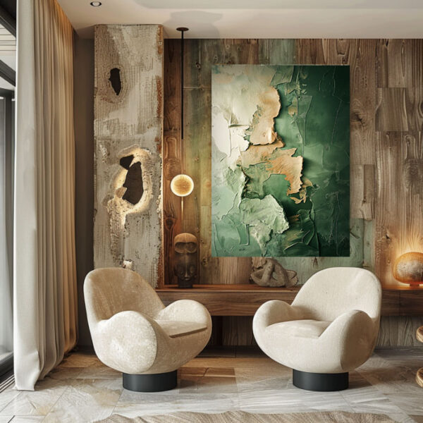 Neutral Abstract Canvas Wall Art – Beige Brown Earthy Painting for Modern Home Decor