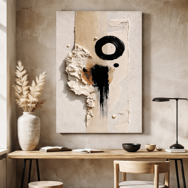Textured Abstract Canvas Wall Art - Minimal Beige Japandi Decor