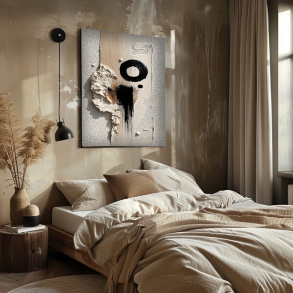 Textured Abstract Canvas Wall Art - Minimal Beige Japandi Decor