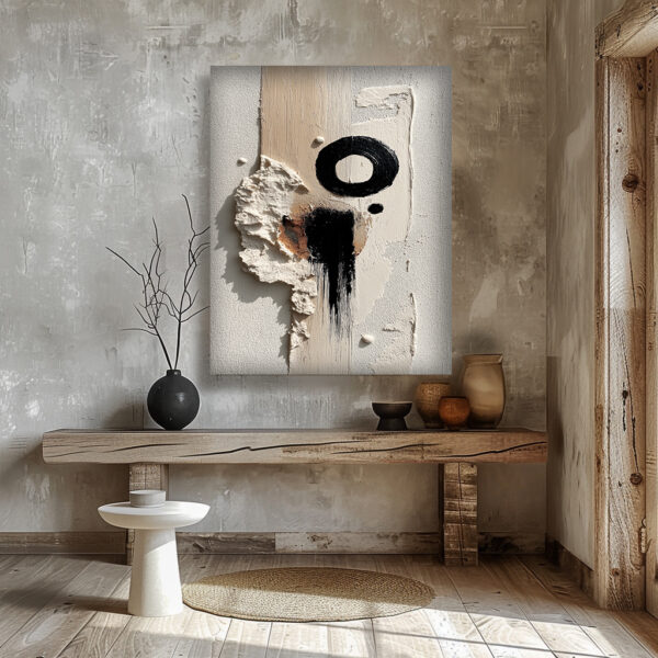 Textured Abstract Canvas Wall Art - Minimal Beige Japandi Decor