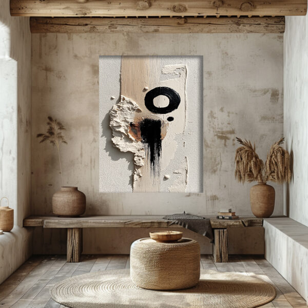 Textured Abstract Canvas Wall Art - Minimal Beige Japandi Decor