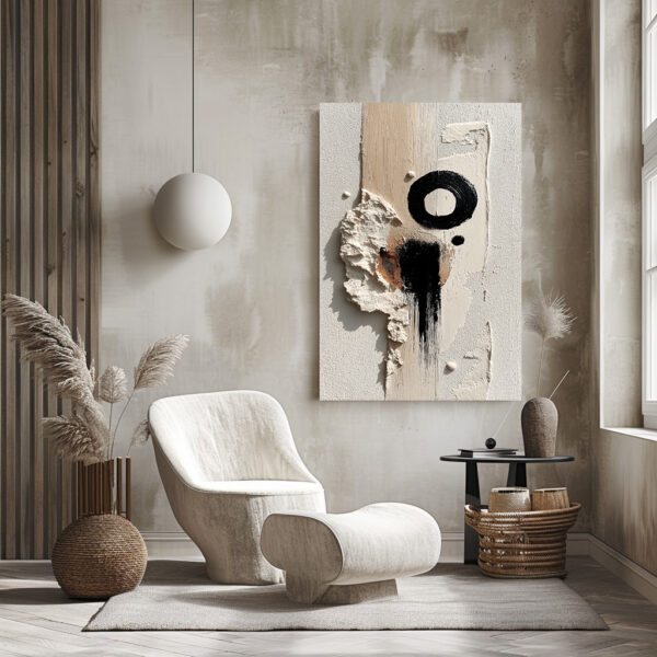 Textured Abstract Canvas Wall Art - Minimal Beige Japandi Decor