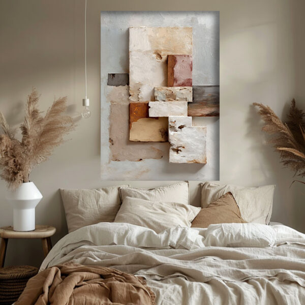 Minimal Abstract Canvas Wall Art | Neutral Beige Japandi Wall Decor