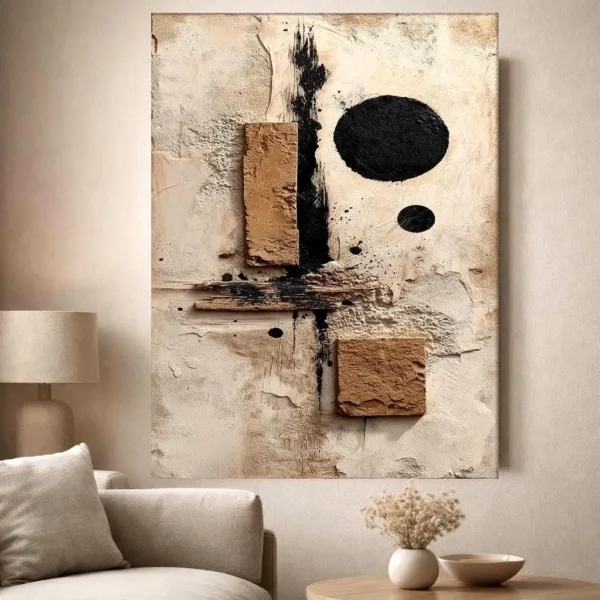 Beige abstract canvas wall art