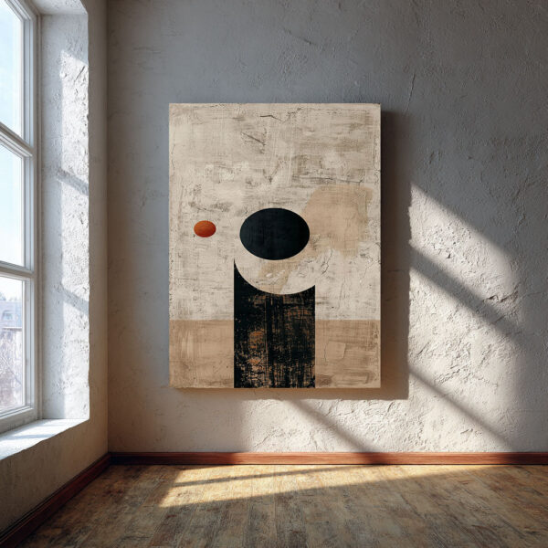 Mid Century Modern Canvas Wall Art – Neutral Geometric Decor