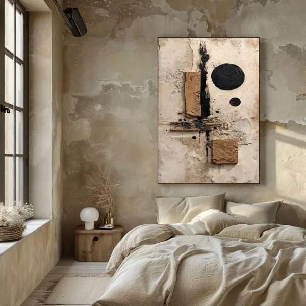 Beige Abstract Canvas Wall Art – Neutral Japandi Minimalist Wall Decor