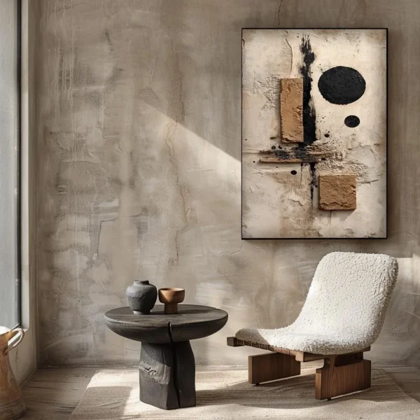 Beige Abstract Canvas Wall Art – Neutral Japandi Minimalist Wall Decor