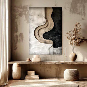 beige textured canvas wall art