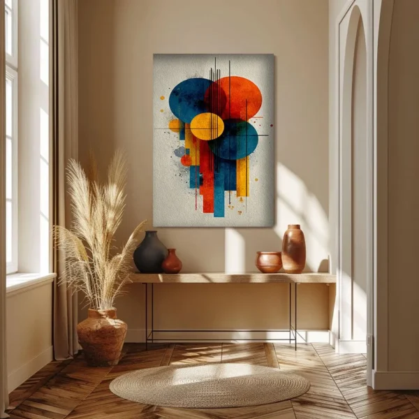 Bauhaus Abstract Canvas Wall Art – Colorful Geometric Mid Century Decor