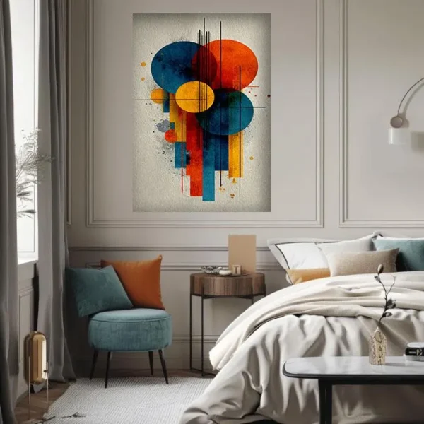 Bauhaus Abstract Canvas Wall Art – Colorful Geometric Mid Century Decor