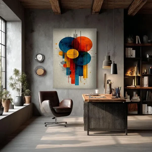 Bauhaus Abstract Canvas Wall Art – Colorful Geometric Mid Century Decor