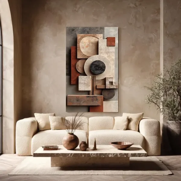 Terracotta Geometric Canvas Wall Art | Modern Abstract Wall Decor