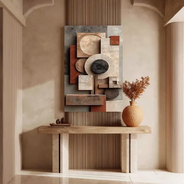Terracotta Geometric Canvas Wall Art | Modern Abstract Wall Decor