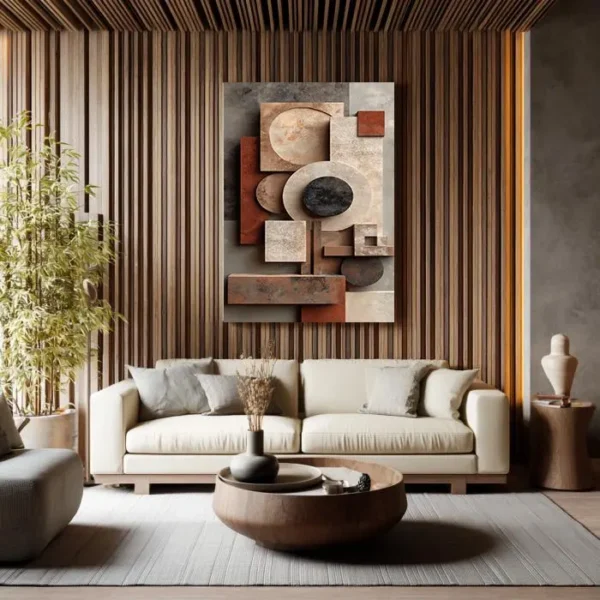 Terracotta Geometric Canvas Wall Art | Modern Abstract Wall Decor