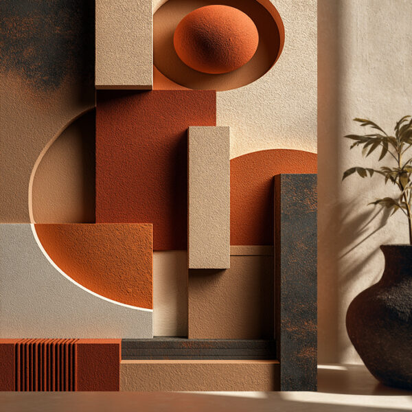 Terracotta Geometric Canvas Wall Art